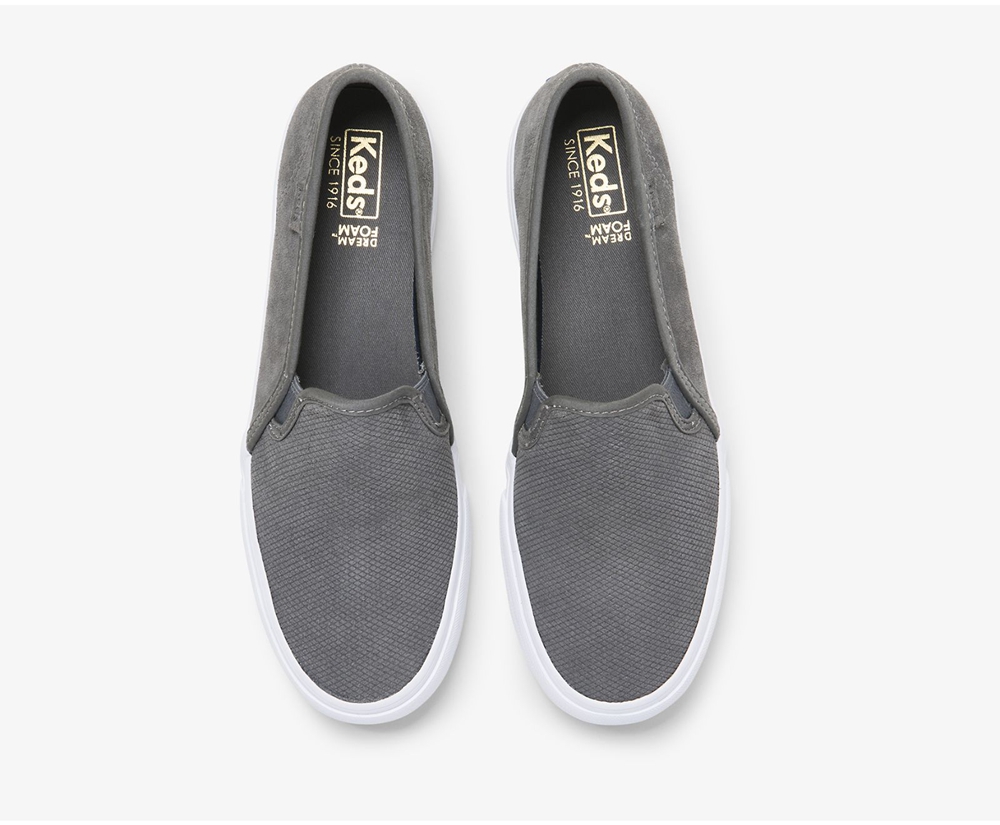 Slip Ons Keds Mujer Gris - Double Decker Suede - 248-BMDNRO